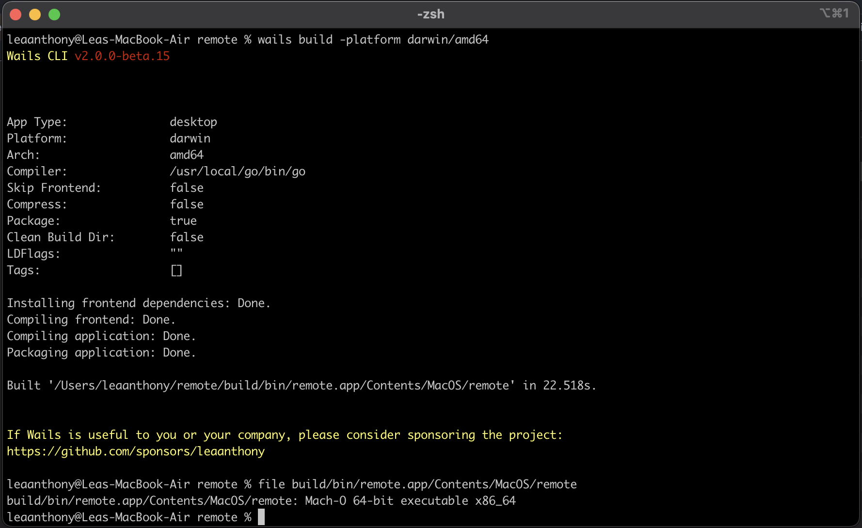 build-darwin-amd screenshot