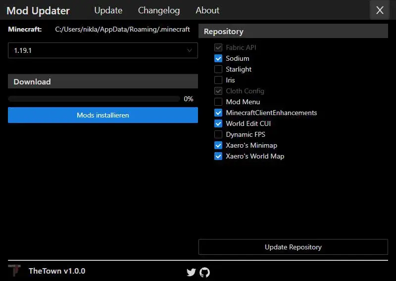Minecraft Updater screenshot