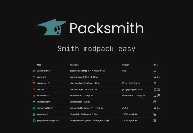 Packsmith screenshot
