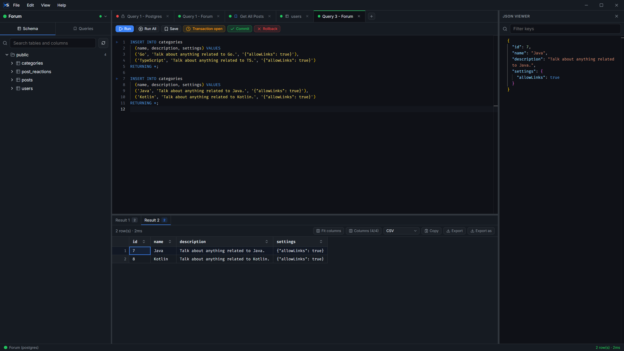 XenSQL multiple transaction queries